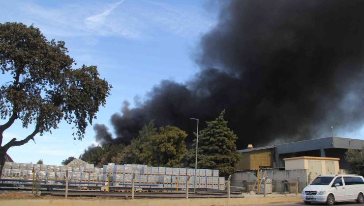 İzmir’de yatak fabrikasındaki yangını söndürme çalışmaları sürüyor
