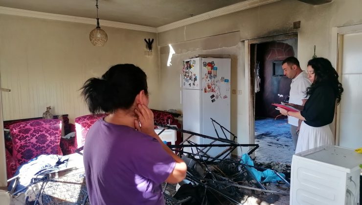 Yangında zarar gören ailelere belediyeden destek
