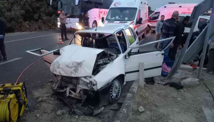 Aydın’da iki otomobil kafa kafaya çarpıştı: 5 yaralı